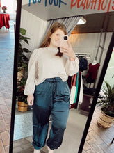 Load image into Gallery viewer, TEAL Satin Jogger Pants